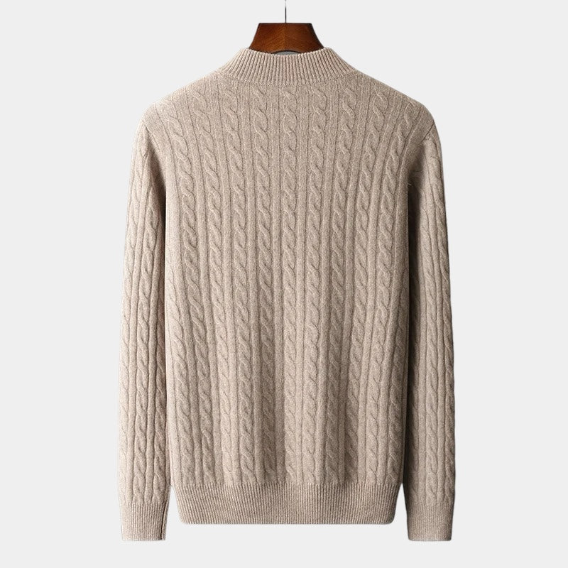 OLD MONEY Merino Wool Knitted Quarter-Zip Sweater
