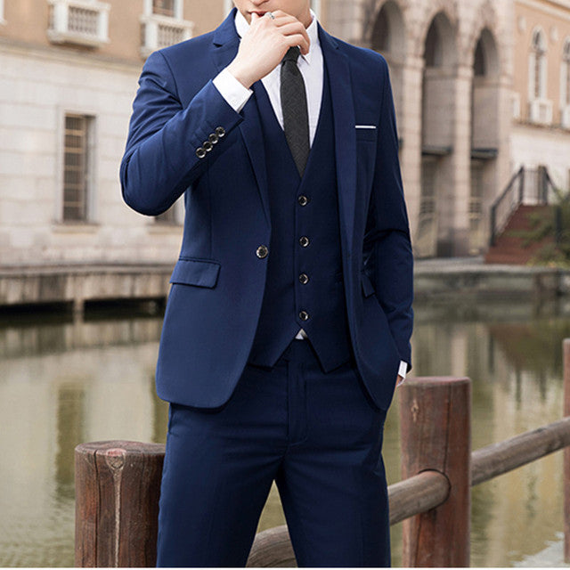 New ensemble Slim Professionnel Formal ensemble Business tendance mariage taile Small 3-piece Jacket Vest Pantalon - Vêtement pour : Homme qui vise l'excellence !