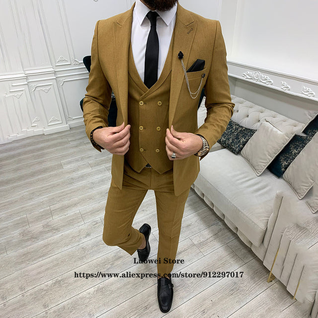 Pour Men Classic Slim Fit 3 Piece Jacket Vest Pantalon pour homme bureau Businessman - Vêtement pour : Homme qui vise l'excellence !