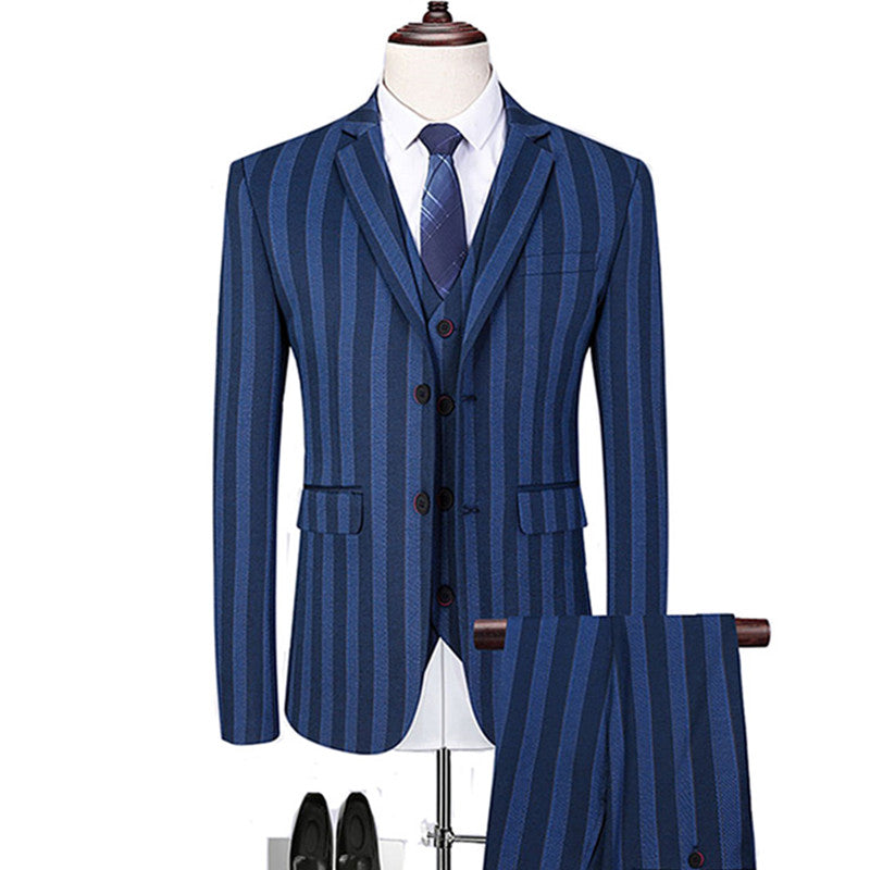 Homme Stripe British Style Slim Suit 3 Piece Set Jacket Veste Pantalon / homme d'affaire Gentleman High End Custom Blazers Coat  M-6XL - Vêtement pour : Homme qui vise l'excellence !